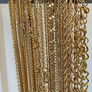 Vintage Chain necklaces gold toned costume jewelry for wearing and repurposing
